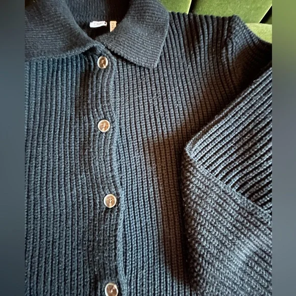 Twik black chunky polo Button-Up Cardigan - Picture 3 of 4